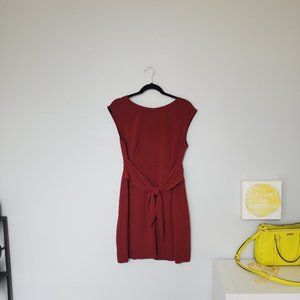 Deep red tie-front dress